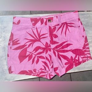 Old Navy pink and red palm printed linen blend shorts size 2
